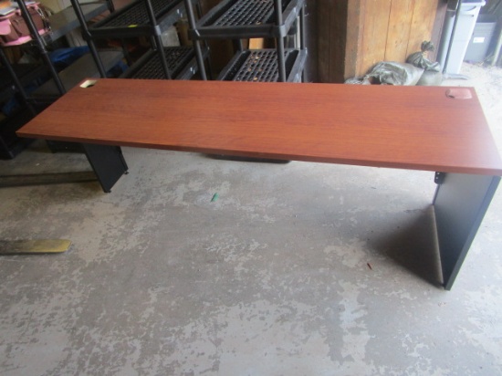 Black and Woodgrain Laminate Table