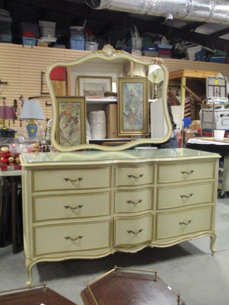 Drexel French Provincial 9 Drawer Dresser With Matching Wall