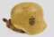 Named German M40 DAK Double Decal Helmet with Canvas Liner & Leather Chin Strap