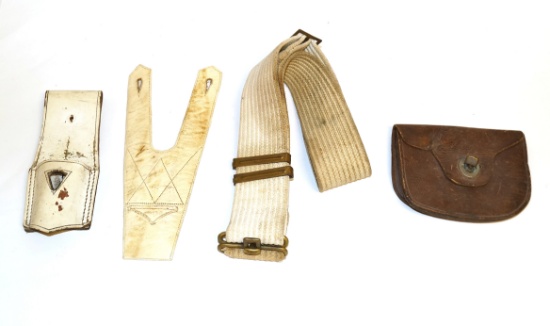 US Leather Items - Bayonet Frogs, White Canvas Belt, Coin Purse