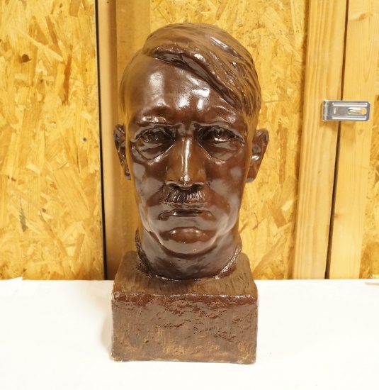 Large Plaster Bust of Adolf Hitler Signed W. Wolff 33