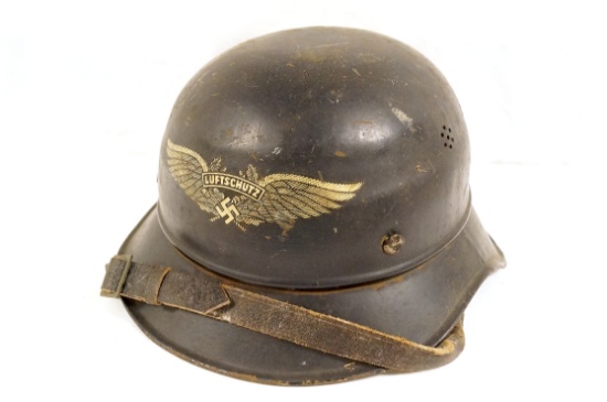 German WWII Luftschutz 3 Piece Gladiator Helmet with Liner
