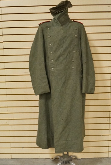 Rare German M43 Trench Artillery Russian Front Great Coat with a Pull out hood - Stamped