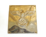 Unusual Metal Eagle/Swastika German Nazi Plaque Pencil Signed on Back