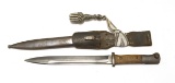 Nazi WWII Mundos S/244 98k Mauser SS Issue Bayonet w/ Scabbard/Portapee/Frog