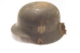 German M-35 Double Decal Kriegsmarine Helmet with Normany Shrapnel Damage