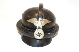 RARE First Model NSKK Leather Nazi German WWII Motorcycle Crash Helmet With Tag & Mark