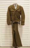 Original WWII Army Air IKE Jacket & Pants w/ French Croix De Guerre Lanyard