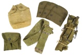 Various WWII Bring Back Items - Canteen Cover, Pouches, Suspenders, Web Belt