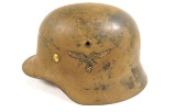 German M35 Luftwaffe Double Decal Camouflage Helmet with no Liner Captured in Italy