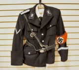 Allgemeine SS M32 Tunic for Oberfuhrer with Shirt/Tie/Belt/Shoulder Strap/Medals/SS Clothes Hanger