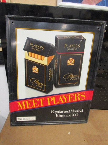 Metal Players Cigarette Sign