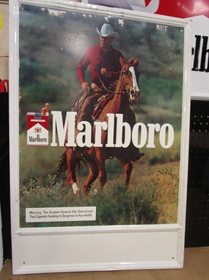 Metal Marlboro Cowboy Riding in Field Metal Sign