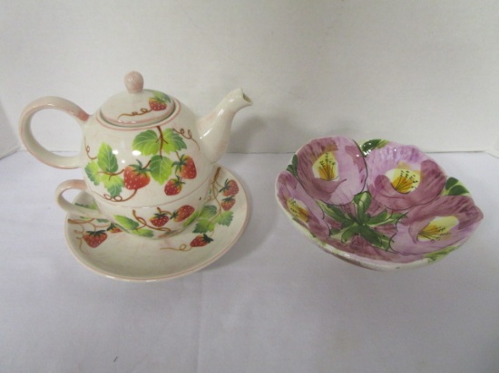 Andrea of Sadek 3 Piece Nesting Teapot Set and Flower Bowl