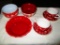 Red/White Bowls and Cup Saucer Sets