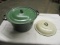 Green Enamel Soup Pot and Cream Colored Lid