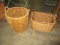 Two Large Woven Double Handle Baskets