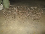 Three Collapsible Wire Basket Stands