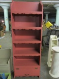 Painted Wood Bookcase with 5 Shelves and Bottom Door Storage