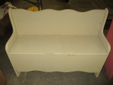 Painted Wood Bench with Under Seat Storage