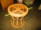 Round Rattan Table with Glass Top and Square Rattan Table with Beveled Edge Glass