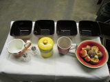 Four Home Trends Cereal Bowls, Mugs, Artificial Mushrooms, Sugar Bowl, etc.