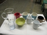 Clear Glass Pitcher and Mugs