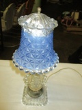 Vintage Glass Lamp with Blue/Clear Glass Shade