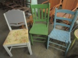 Three Wood Frame Painted Chairs