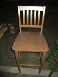 Wood Slat Back Bar Height Chair