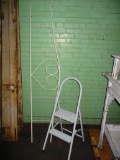 Metal 2 Step Stool and Metal Rail with Heart Design