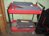 Rolling Metal Work Cart with Locking Wheels and Contents