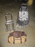 Rolling Backpack, Luggage Cart and Canvas/Leather Trimmed Duffle Bag