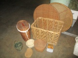Large Basket Lot-Round Shallow Trays, Hamper, Tissue Box, Large Rectangle Basket, etc.