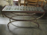 Metal Frame Console Table with Glass Top