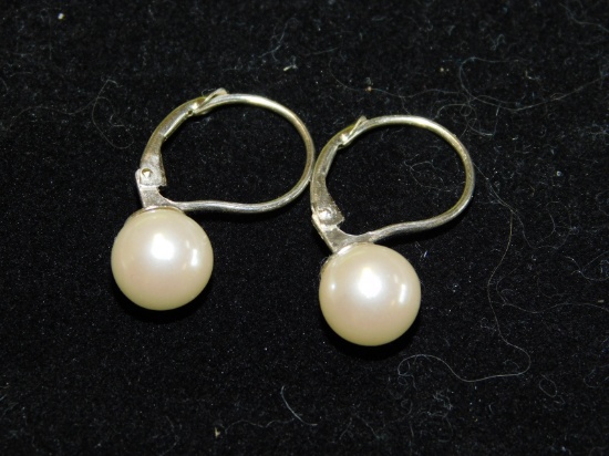 Sterling Silver & Pearl Pierced Earrings