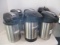 Six Stainless Pump Drink Dispensers