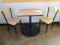 Table with Two Metal and Wood Chairs