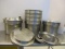6 Vollrath Stainless Steel Round Inserts with 3 Flip Lids and 5 Solid Lids