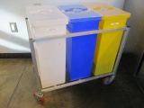 Win Holt Equipment Aluminum Cart with Three Large Plastic Covered Bins