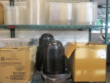 Contents of 2 Shelves - Plastic Trays and Bowls with Lids, Aluminum Containers
