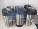 Six Stainless Pump Drink Dispensers