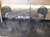 Black Metal Table with Two Chairs