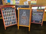Three A-Frame Chalkboard Signs and Wood Frame Chalkboard