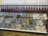 10' Bulk Bins with Cherry Trim on Gondola Shelving