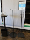 Covered Sample Stand with Trashcan, Uline Metal Bag Stand and Sanitizer Wipe Stand