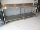Eagle Stainless Steel Work Table with Backsplash and Lower Shelf