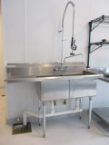 Stainless Steel Two Well Sink with Faucet and Sprayer