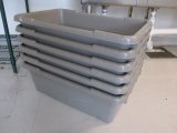 Six Buckhorn Gray Plastic Bins