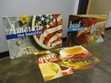 Three Double Sided Graphic Art Food Signs